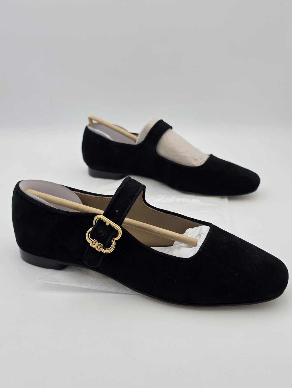 NWOT Sam Edelman Michaela Mary Jane Flats, Black Suede, Women's 7.5